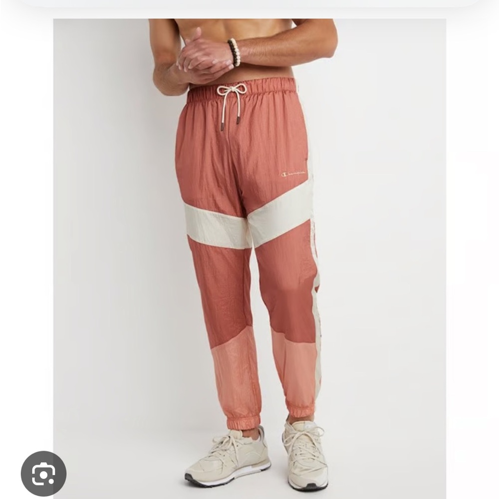 Champion Men's Colorblock Pants - Coral and Cream